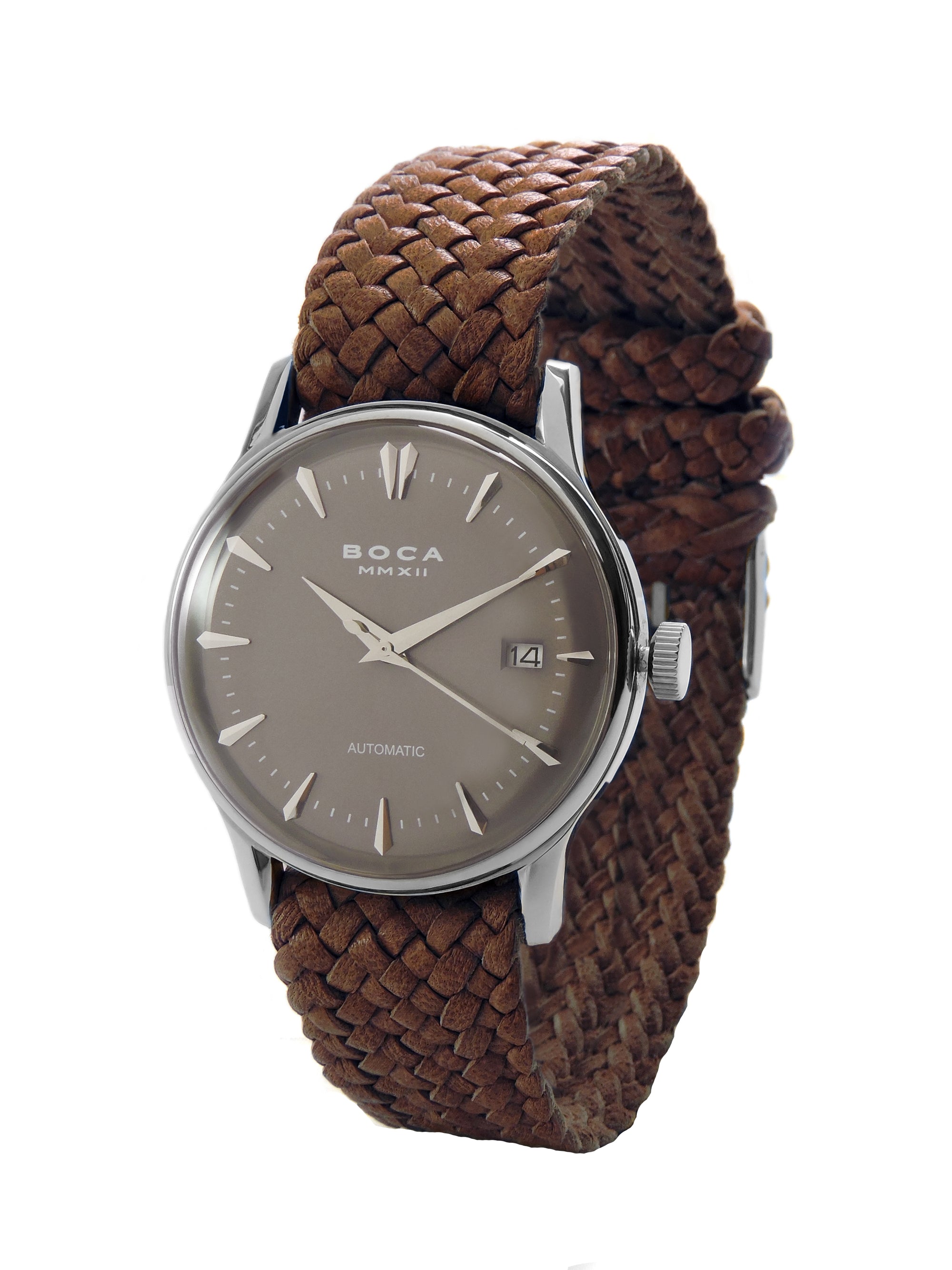 Riviera Grey Automatic - Brown Wristband