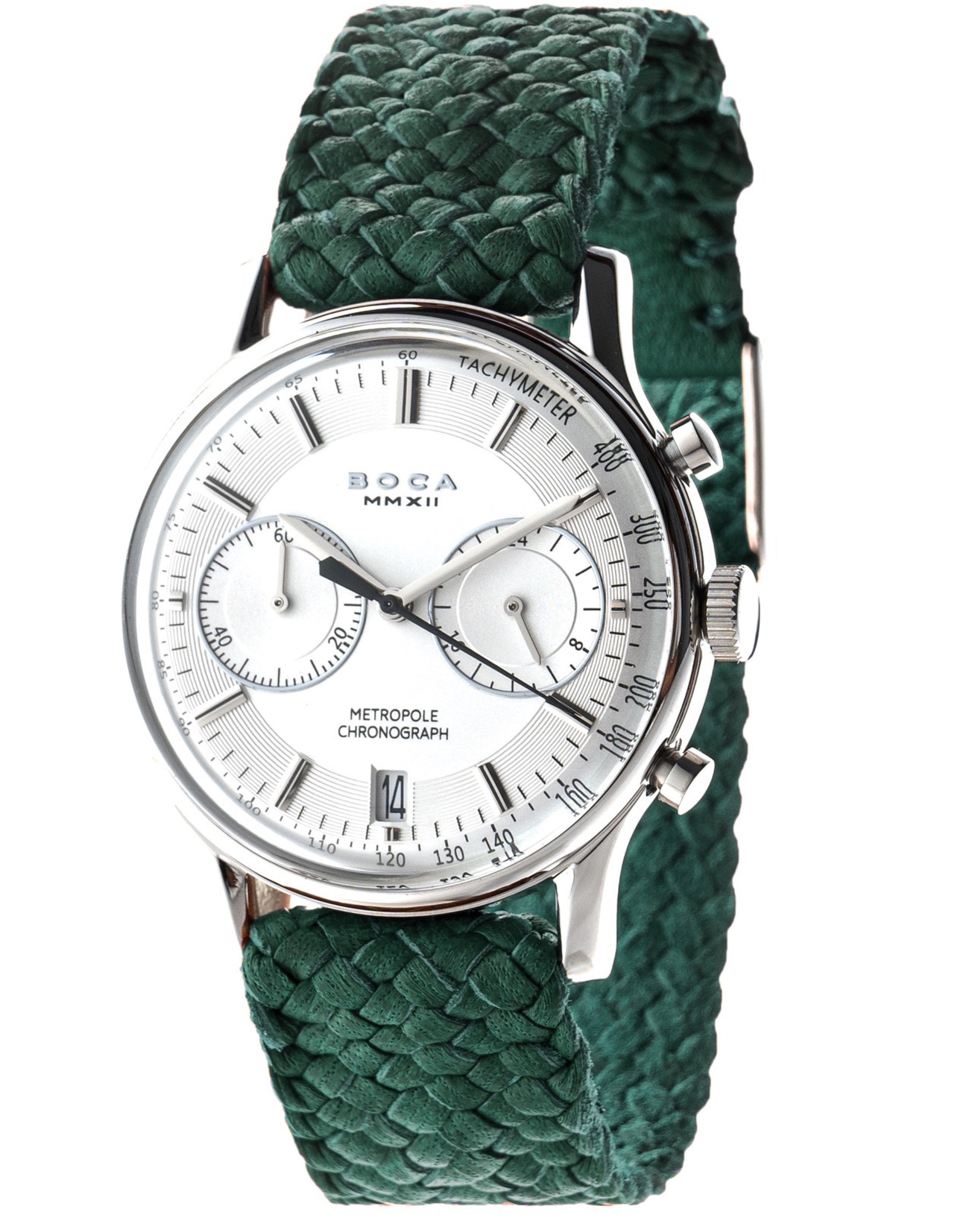 Metropole Chrono Silver with Forest Green Wristband
