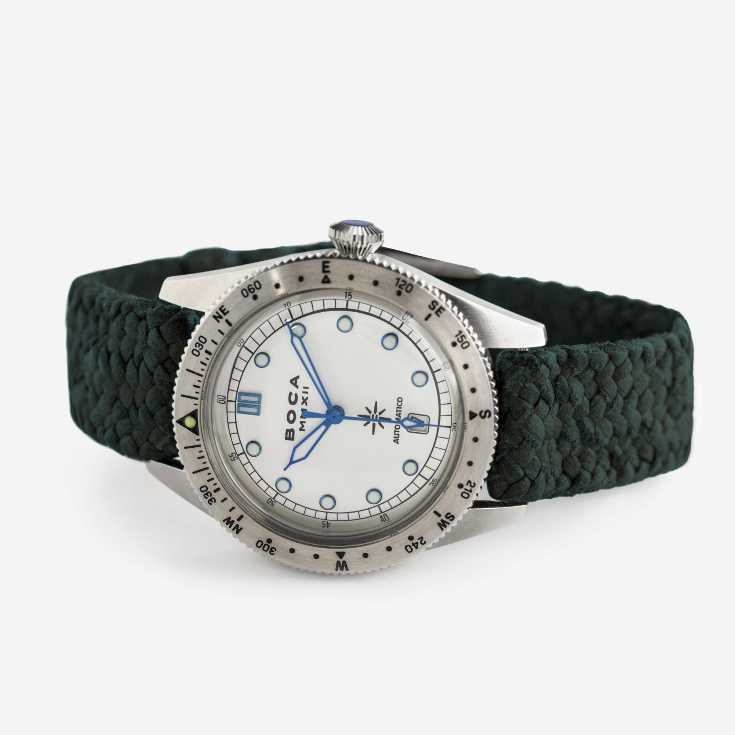 Coiba Automatic White with Forest Green Wristband
