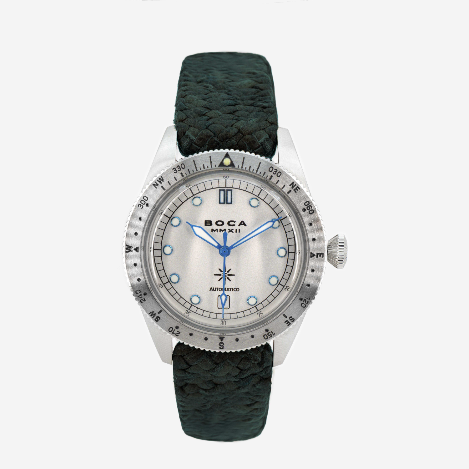Coiba Automatic White with Forest Green Wristband