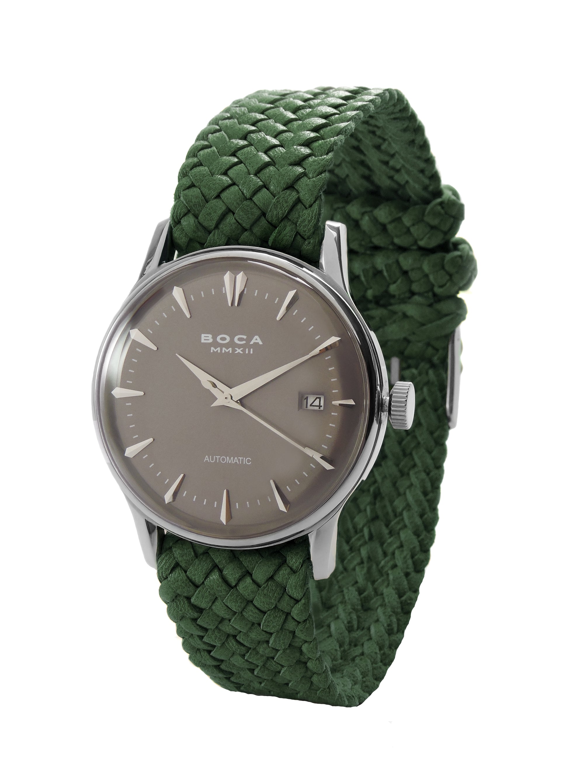 Riviera Grey Automatic - Forest Green Wristband